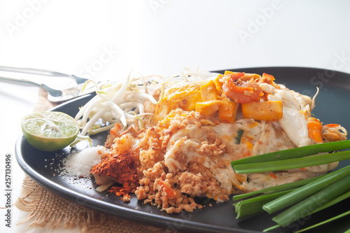 Pad Thai or stir-fried noodles with shrimp and egg