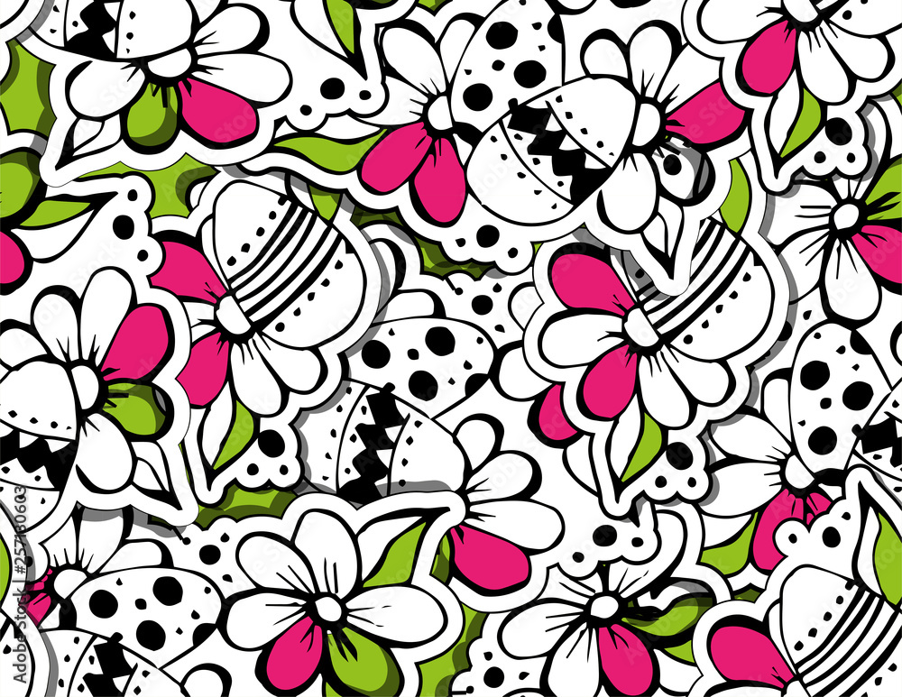 easter seamless pattern. Egg and flowers hand draw doodle illustration. easter seamless pattern. Egg and flowers hand draw doodle illustration.