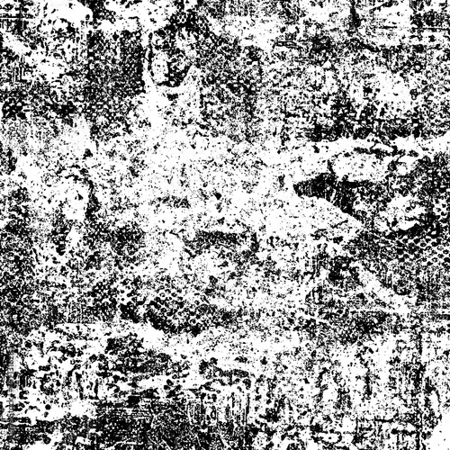 Black scratch pattern on white background. Monochrome grunge texture. Vintage dirty surface. Pattern of scuffs, chips, wear