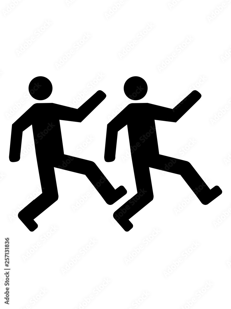 2 freunde team paar crew pärchen glücklich springen gehen spaß freuen laufen piktogramm wach fit fröhlich freude liebe rennen