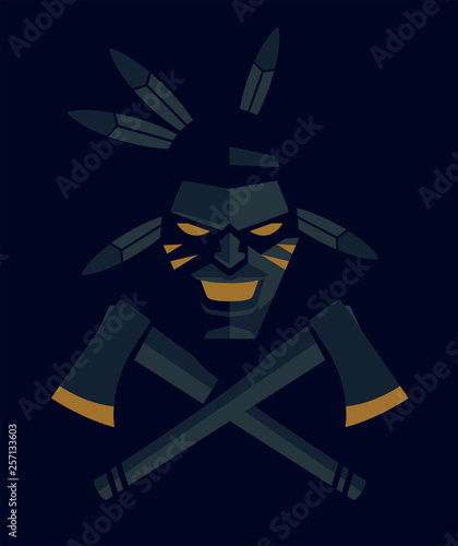Native American Indian tee design with crossed tomahawks