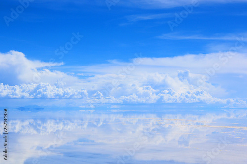 Uyuni salt lake in Bolivia. Specular reflection.