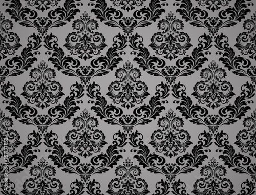 Floral pattern. Vintage wallpaper in the Baroque style. Seamless vector background. Black for fabric  wallpaper  packaging. Ornate Damask flower ornament