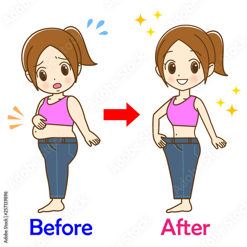 女性　ダイエット　before　after　　ジーンズ　01