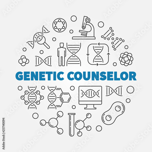 Genetic Counselor vector concept round illustration in thin line style