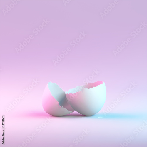 Wall Mural Eggshell with neon lights on pastel colors background