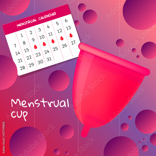 Vector illustration of women's hygiene. A new modern innovative tool - menstrual Cup. A handy tool on critical days.