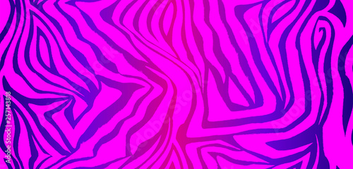 Zebra skin seamless vector pattern. Striped neon bright animal wool texture for corporate identity, clothing or printing on paper. Synthwave animal pattern.