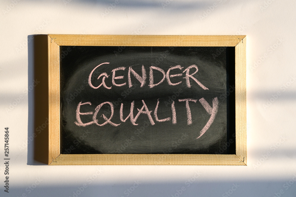 Obraz premium Gender Equality, words written with chalk on board