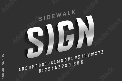Sidewalk sign letters font, changeable alphabet letters and numbers