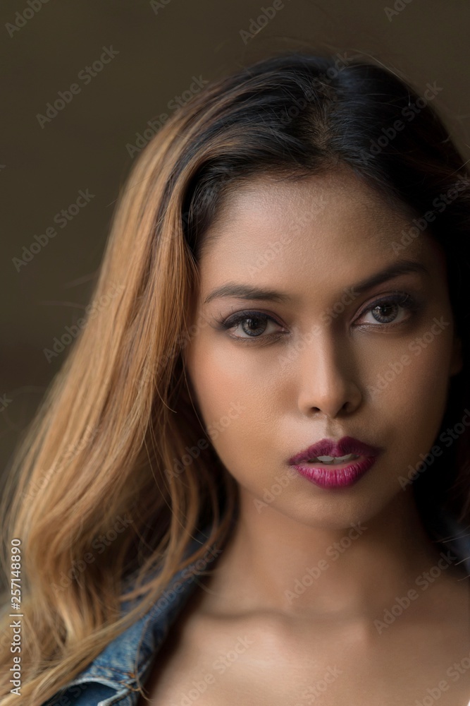 Beautiful Asian young lady model - close up