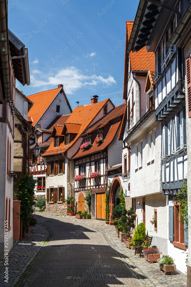 Street of the old town of Weinheim, Germany