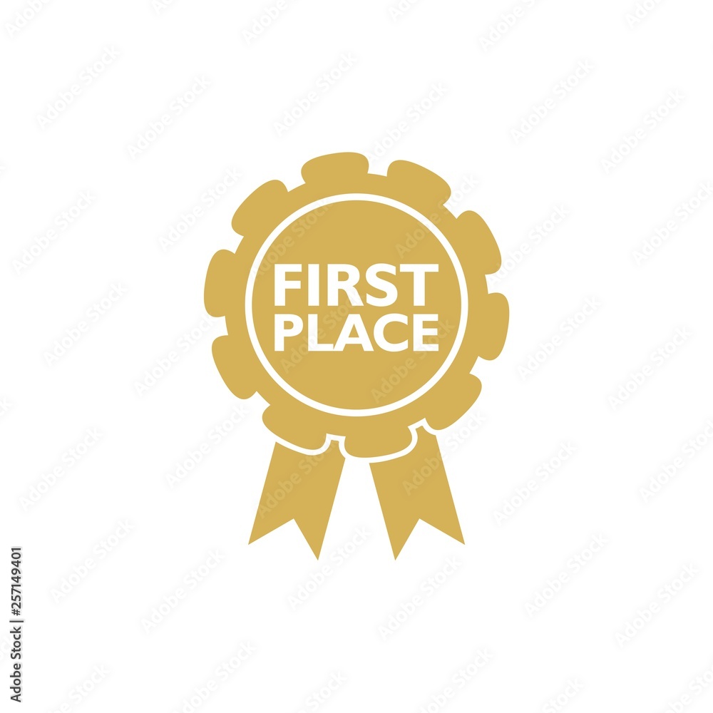 First place win gold badge icon or sign First place win gold badge icon or sign