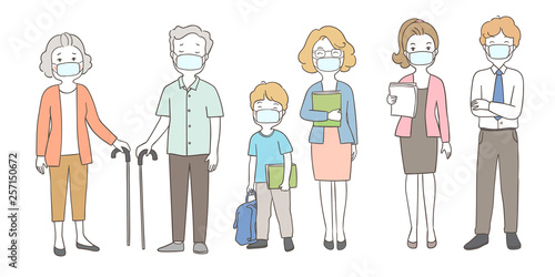 Draw people wearing mask protect from PM2.5 dust
