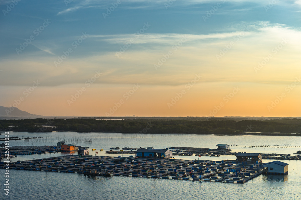 Fototapeta premium seafood farm on the river