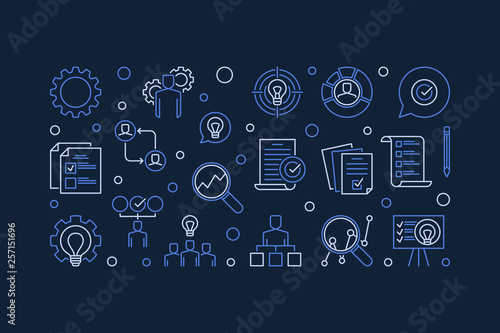 Vector Business Action Plan creative horizontal outline banner or illustration