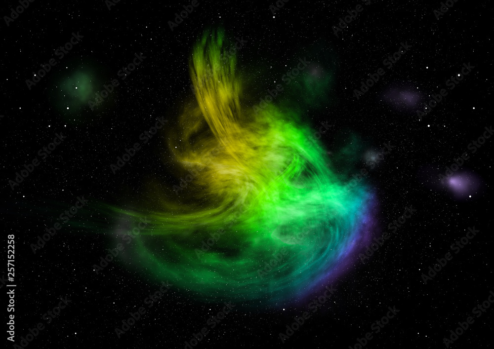 Star field in space and a nebulae. 3D rendering Star field in space and a nebulae. 3D rendering