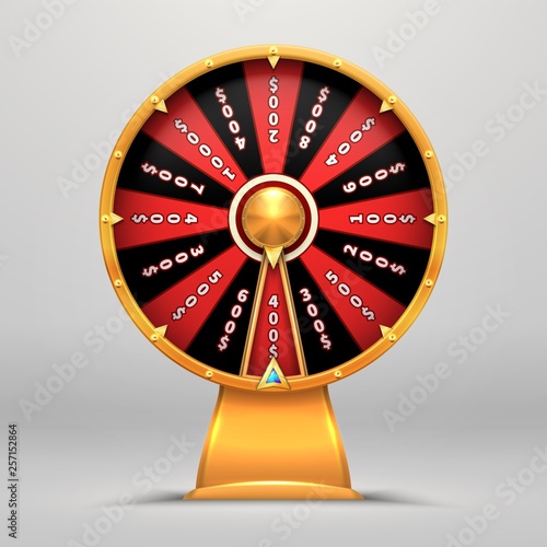 Fortune wheel. Lucky number wheeling motion people Turn 3d arrow luck objects vector sign flat illustration. Casino game of chance.