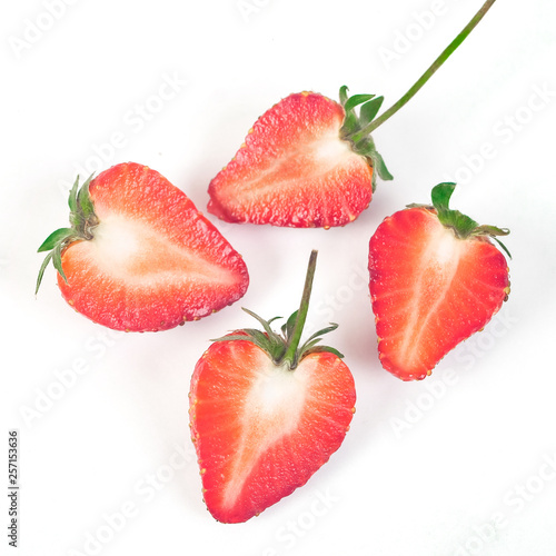 Group of Strawberries on white background.
