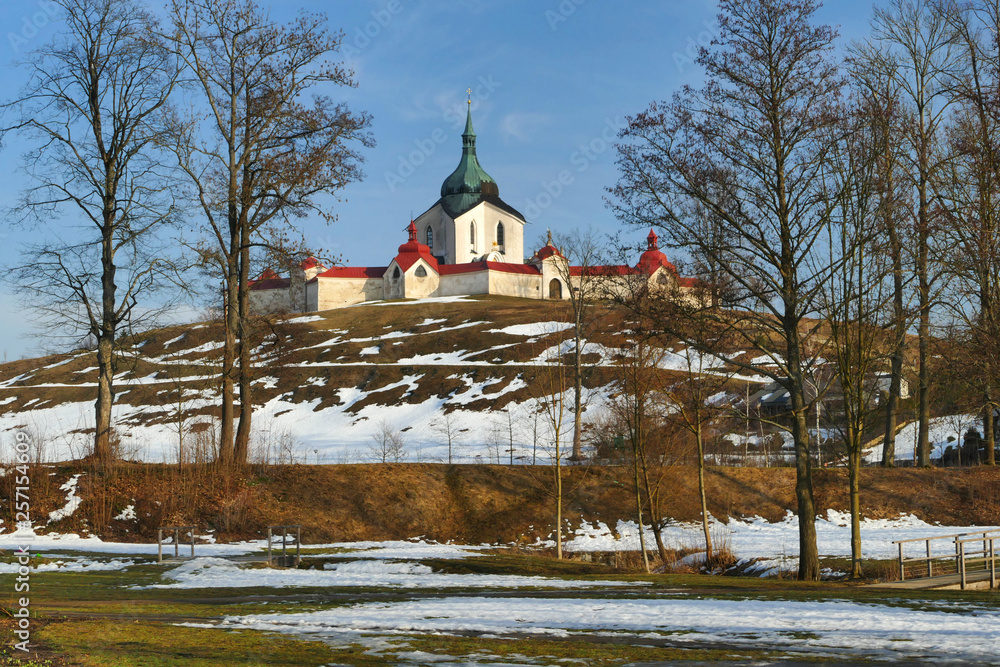 Unesco site Zelena Hora, Czech Republic at Zelena Hora during winter