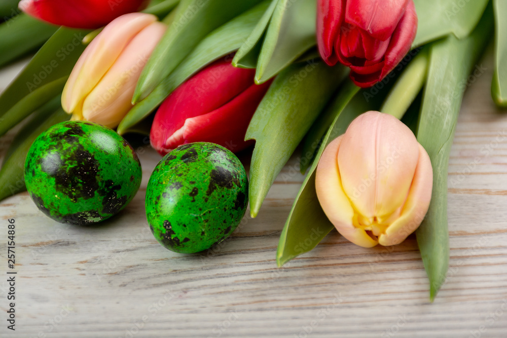 Easter eggs with tulips Easter eggs with tulips
