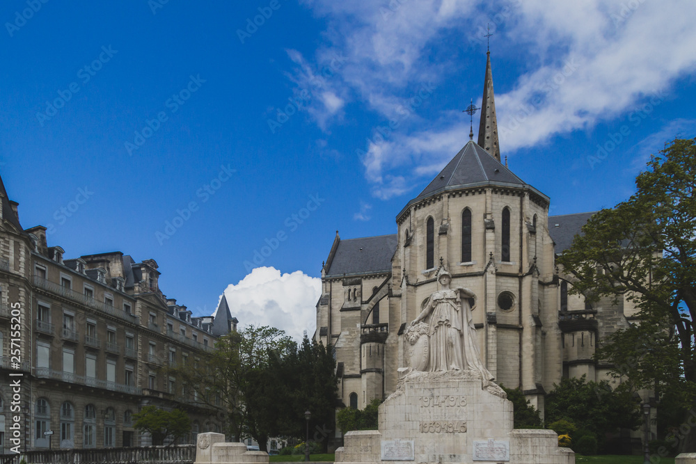 Monuments of the Dead and Saint Martin Church in downtown Pau, France
