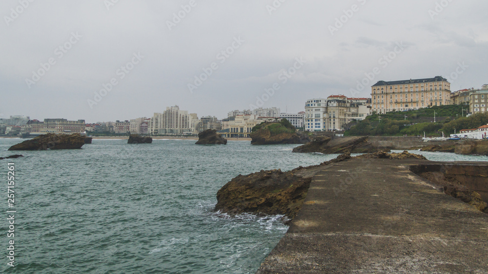 Coastline and the city of Biarritz, France