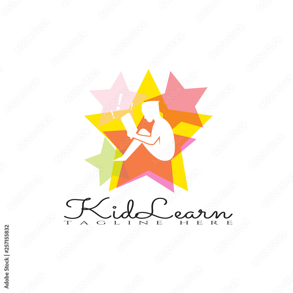 Obraz premium kid Learning logo template,Children learning icon design