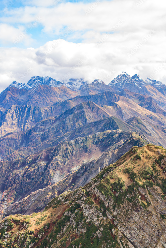 Obraz premium Mountain landscape. Caucasus summer day view forest