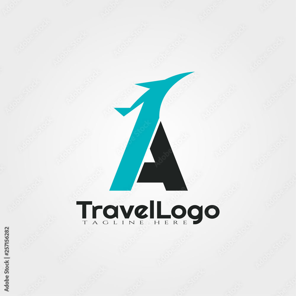 Travel agent vector logo design with initials A letter Travel agent vector logo design with initials A letter