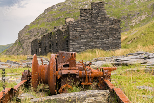 The ruins of the barracks of the disused Rhosydd Quarry near Blaenau Ffestiniog, Gwynedd, Wales, UK photo