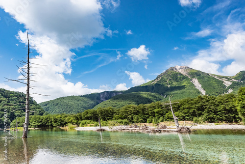 Kamikochi Japan, Taisho-ike pond and Mt Yakedake photo