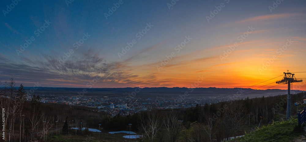 panorama of sunset over the city