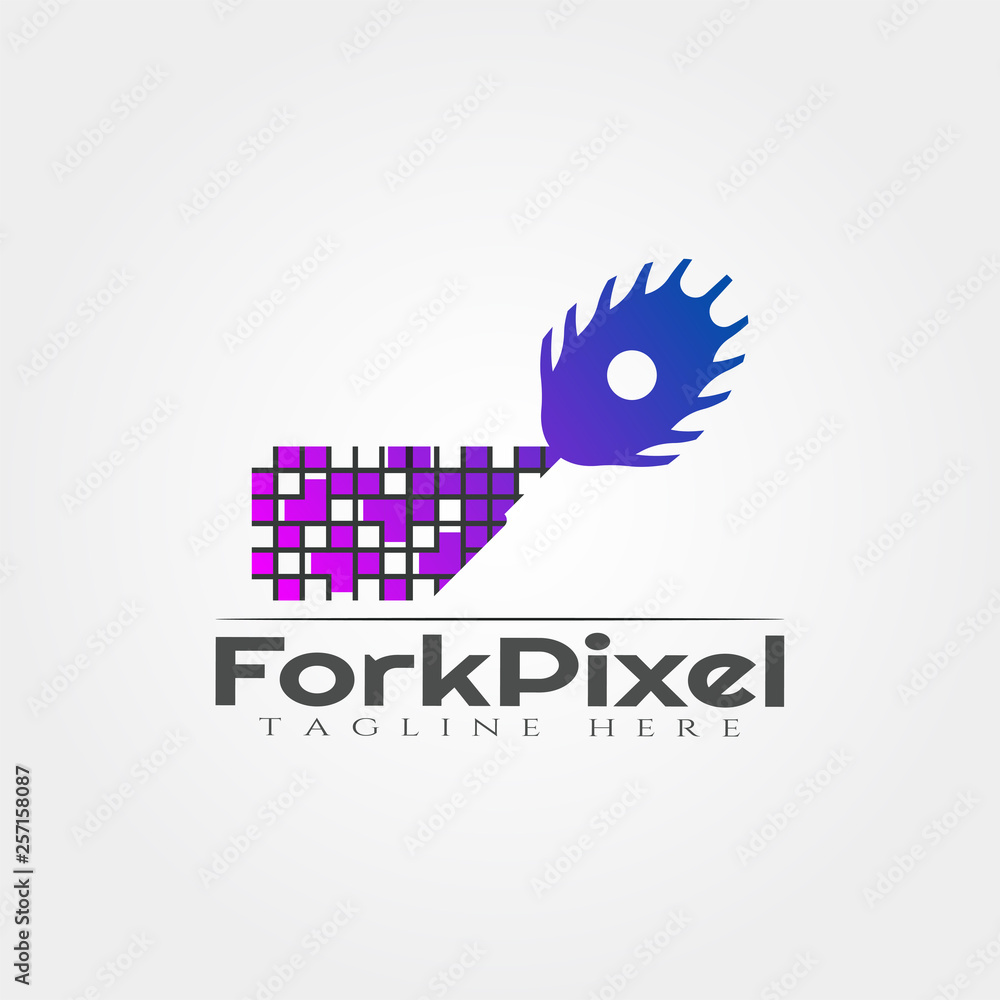 fork pixel vector logo design,food icon fork pixel vector logo design,food icon