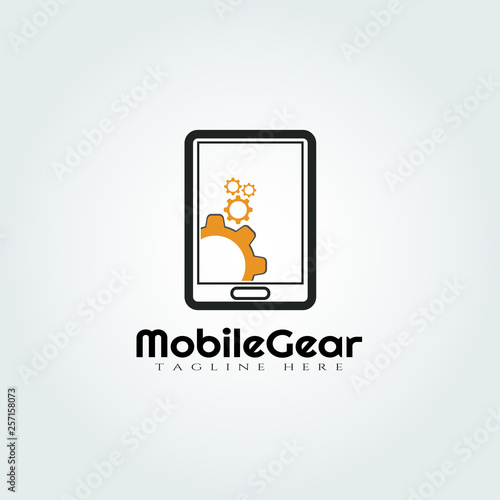 mobile and gear vector logo design,technology icon
