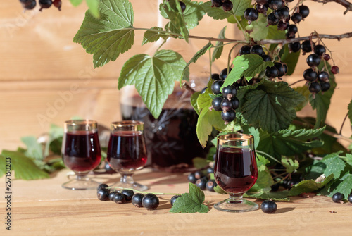Black currants liqueur and fresh berries.