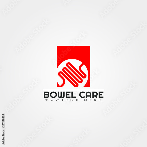 Human organ intestine icon or bowel care logo