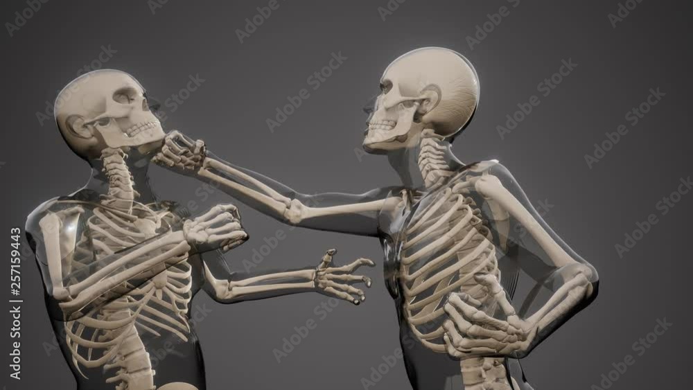 fighting men with visible bones