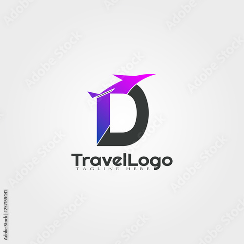 Free Download Travel agent vector logo design with initials D letter - GFXLoad