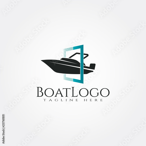 Boat ship flat vector icon or logo for apps or websites