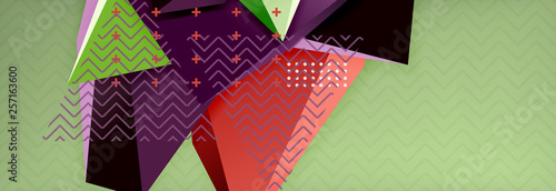 3d triangular shapes geometric background. Origami style pattern with triange shapes for decorative design. Poster design. Line design. Modern presentation template