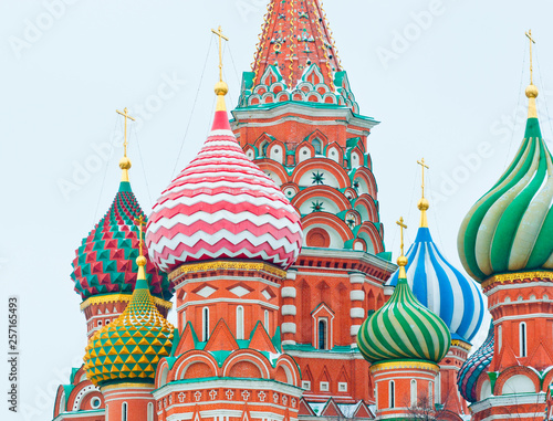 Domes of the Cathedral of Vasily the Blessed (Saint Basil's Cathedral). Red Square. Moscow. Russia