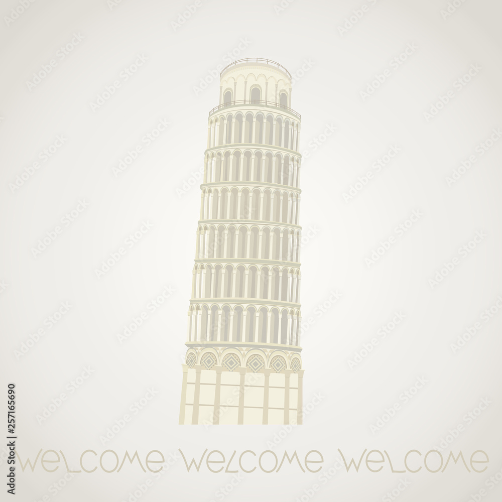 Leaning Tower of Pisa. Vector detailed illustration.
