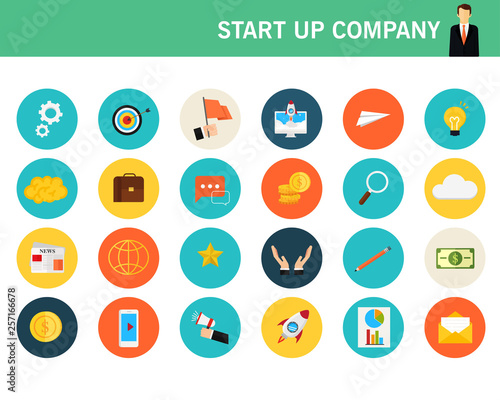 Startup Company concept flat icons