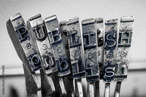 the word  PUBLIISH with old typewriter 1