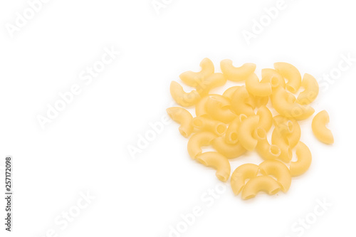 raw russian pasta makaroni isolated on the white background