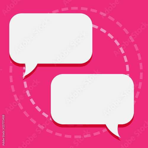 Two Blank White Speech Balloon Engaging in Conversation on Pastel Backdrop Design business Empty copy space text for Ad website promotion isolated Banner template