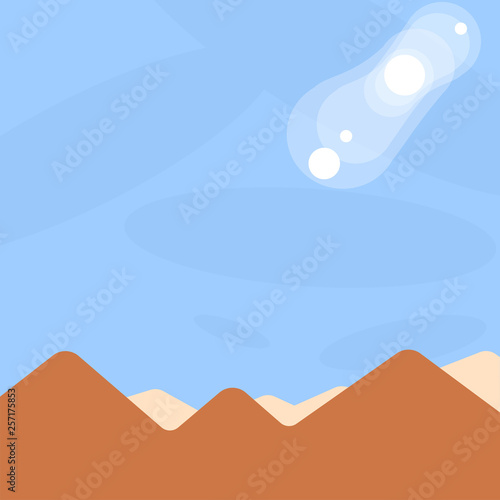 View of Colorful Mountains and Hills with Lunar and Solar Eclipse Happening Design business concept Empty template copy space text for Ad website isolated