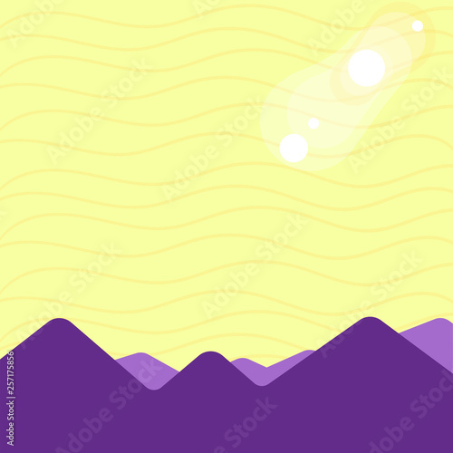 View of Colorful Mountains and Hills with Lunar and Solar Eclipse Happening Business concept Empty template copy space isolated Posters coupons promotional material
