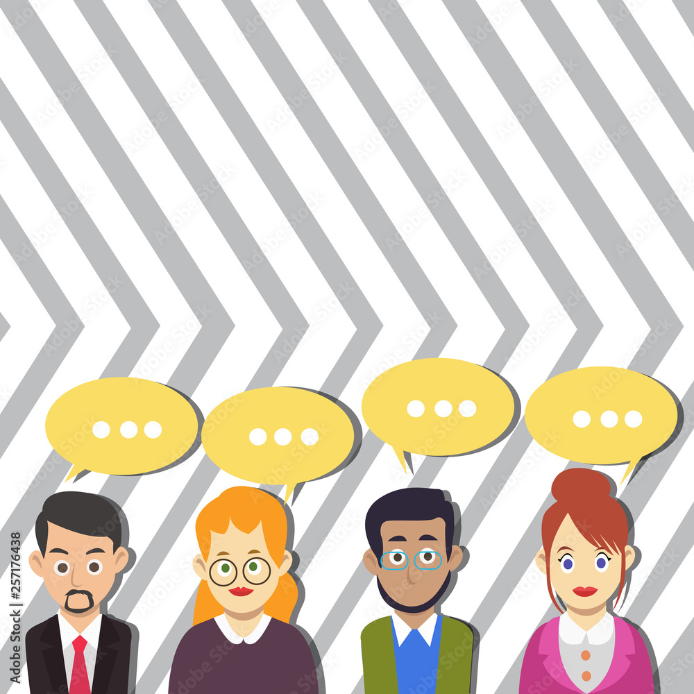 Group of Business People with Blank Color Chat Speech Bubble with Three Dots Design business concept Empty copy text for Web banners promotional material mock up template. Group of Business People with Blank Color Chat Speech Bubble with Three Dots Design business concept Empty copy text for Web banners promotional material mock up template.